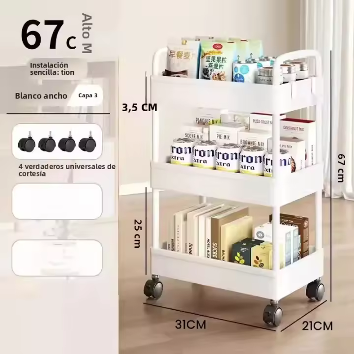Organizador Multifuncional De Cocina Con Ruedas Trolley De Almacenamiento Para Comedor Y Dormitorio Estante Para Alimentos - 1