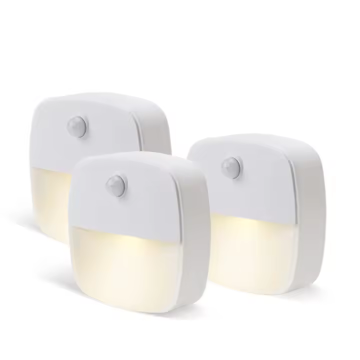 Luz Nocturna LED Con Sensor De Movimiento Operada Por Batería Para Dormitorio Baño Cocina Armario Pasillo Y Escaleras Adhesiva Calor Blanco - 1
