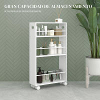 HOMCOM Carrito Auxiliar con Ruedas Carrito de Cocina de 3 Niveles con Barandillas Laterales y Asas para Comedor Sala Baño 45x15x80 cm Blanco - details 3