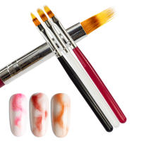 Pincel De Uñas Con Mango De Madera Herramienta De Pintura De Arte De Uñas Gel UV Gradient Bloom Pelo De Nylon Negro Blanco Rojo Dibujo Manicura - details 0