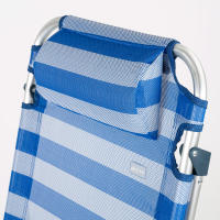 Aktive - Pack 2 sillas de playa 2 en 1 con cojín, plegables con función tumbona, estructura de aluminio y textileno en rayas azul, reclinables, ligeras y fáciles de transportar, 48x60x90 cm - details 2