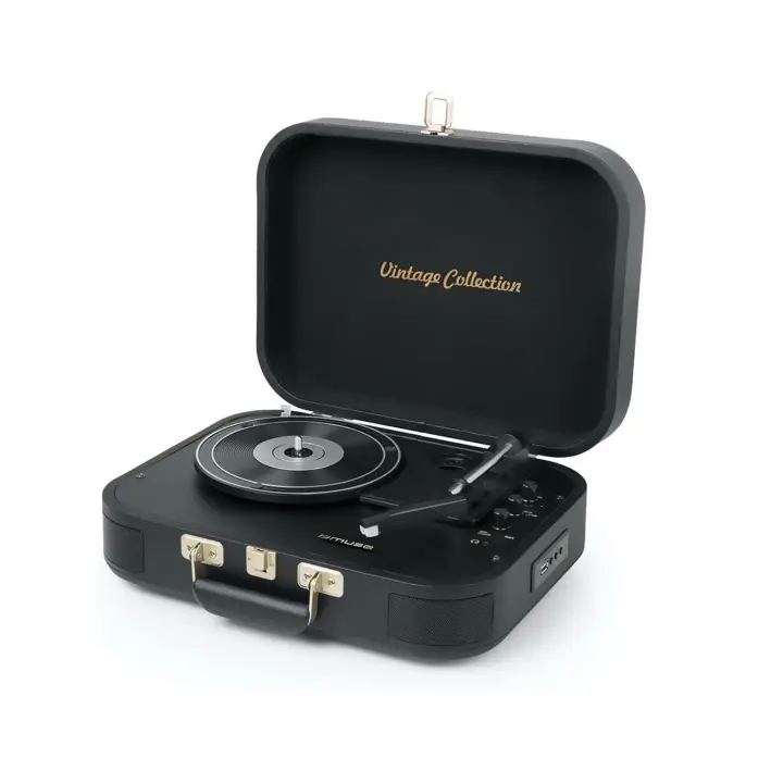 MUSE MT-501ATB Tocadiscos Estéreo Vintage, Bluetooth, 3 velocidades de 33/45/78 rpm, Puerto USB, color Negro - 1