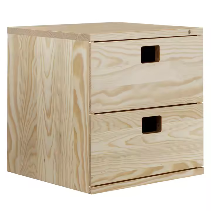Cajonera Dinamic de madera de pino con 2 cajones 36,2x36,2x33 cm - 1