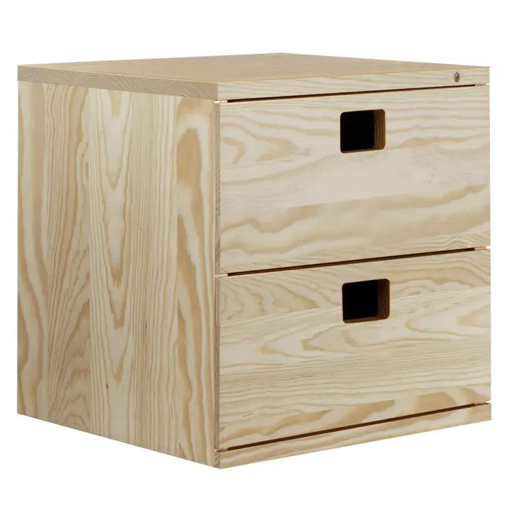Cajonera Dinamic de madera de pino con 2 cajones 36,2x36,2x33 cm - 1
