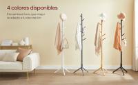 VASAGLE Perchero de Pie, Perchero de Madera Maciza, Perchero en Forma de Árbol, 8 Ganchos, 3 Alturas Ajustables, para Ropa, Sombrero y Bolso, para Salón, Dormitorio y Oficina, Blanco/Gris/Negro - details 3