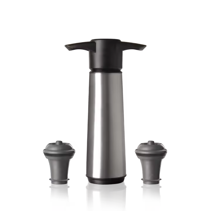 Vacu Vin Bomba de vacío Acero Inoxidable con 2 tapones, estuche - 1
