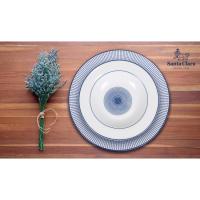 MAXHOME-Vajilla completa de 18 piezas redondas fabricada en porcelana decorada en color azul, Diana santa clara - details 3