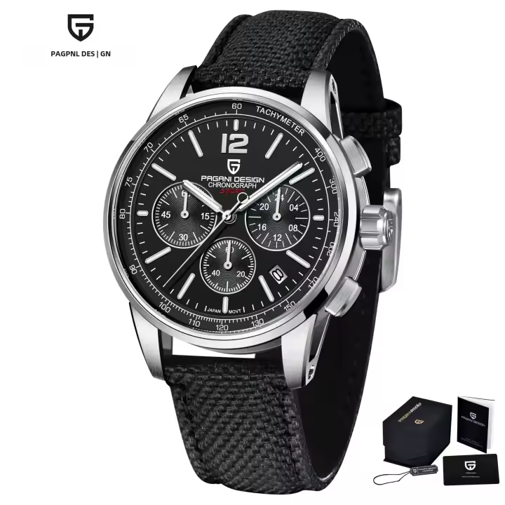 Reloj De Pulsera De Cuarzo Para Hombre PAGANI DESIGN 2024 Lujo Casual Resistente Al Agua 100M Cristal De Zafiro Acero Inoxidable VK63 Con Marcadores Arábigos Y Luz Trasera - 1