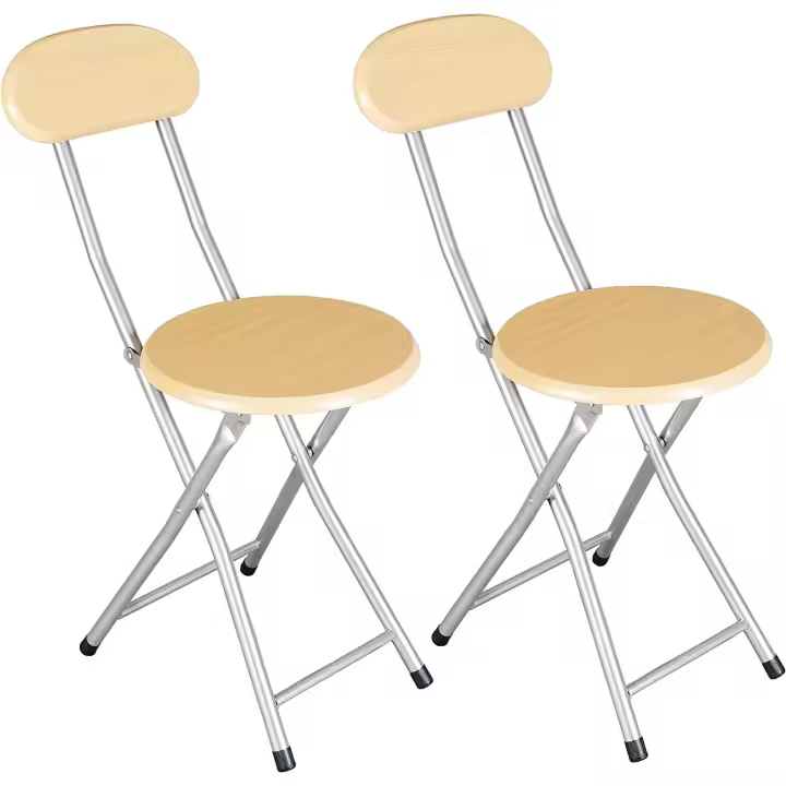 Taburetes Plegables de Cocina - Silla Plegable de Metal y Madera - Silla Apta para Interior y Exterior - Alto. 74 cm x Diámetro. Ø30 cm - 1