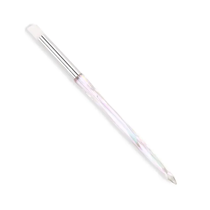 Cepillo De Arte De Uñas Con Mango De Acrílico Para Mezcla Suave Sombreado Y Detalles En Ombre Gradient Redondo En Rosa Y Transparente - 1