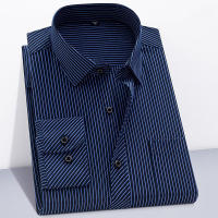 Camisa De Algodón Para Hombre Con Mangas Largas Y Rayas Estilo Casual Y Negocios En Rojo Gris Azul Naranja Tallas S a 9XL - details 11