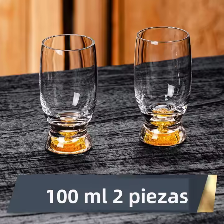 Juego De Cristales Para Licor 2/4/6 Piezas Vaso De Vino Té 100ml De Color Oro Ideal Para Vodka Whiskey Sake Soju Brandy - 1