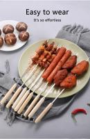 10pcs Brochetas De Barbecue De Acero Inoxidable 304 Con Mango De Madera Reutilizable Antideslizante Y Resistente Al Calor Brochetas Anchas Para BBQ - details 1