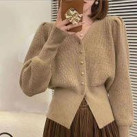 Chaqueta De Suéter Con Cuello En V Para Mujer Corta Para El Primer Otoño Alto-end Chic Top De Punto Cinturado En La Cintura Cardigan Interior - details 3
