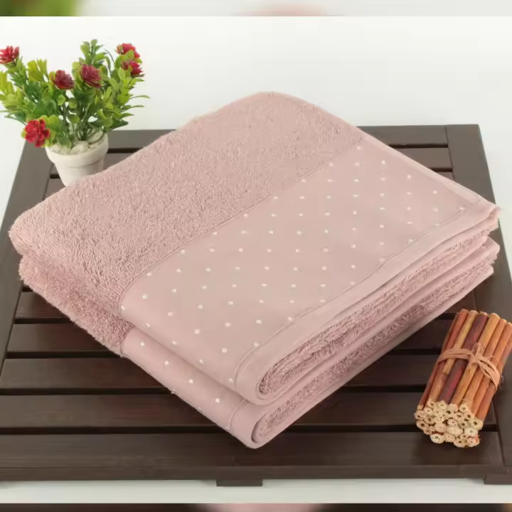 Wellhome Juego de Toallas Rosa Palo y Blanco 100% Algodón 510 Gr/m² - Pack de 2 - 1
