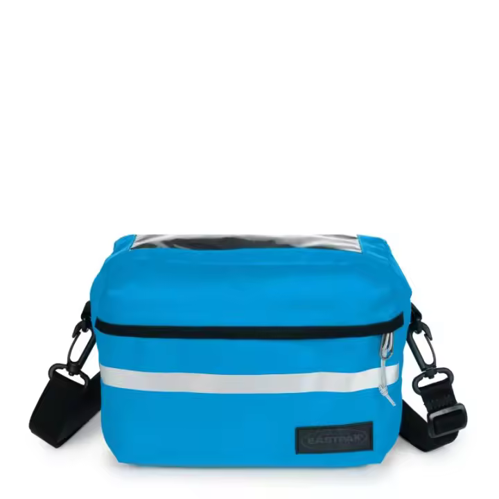 EASTPAK AMAN BIKE. Bolsa/nevera de ciclismo pequeña resistente al agua con bolsillo superior transparente compatible con pantalla. Color azul. - 1