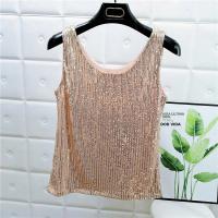 Chaleco De Noche Con Lentejuelas Para Mujer Estilo De Calle Blanca Brillante Poliéster Talla Regular Top De Verano 2022 - details 22