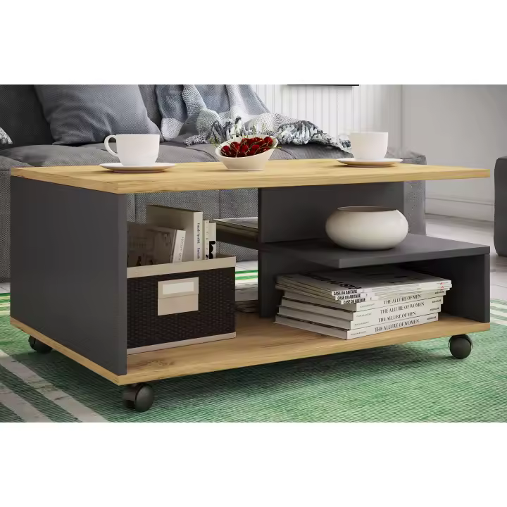 Mesa de centro de madera Mesa de sofá Mesa de salón Enrollable con ruedas Mesa de centro Stango L Mesa de centro de madera Mesa de sofá Mesa de salón Enrollable con ruedas Mesa de centro Stango L - 1