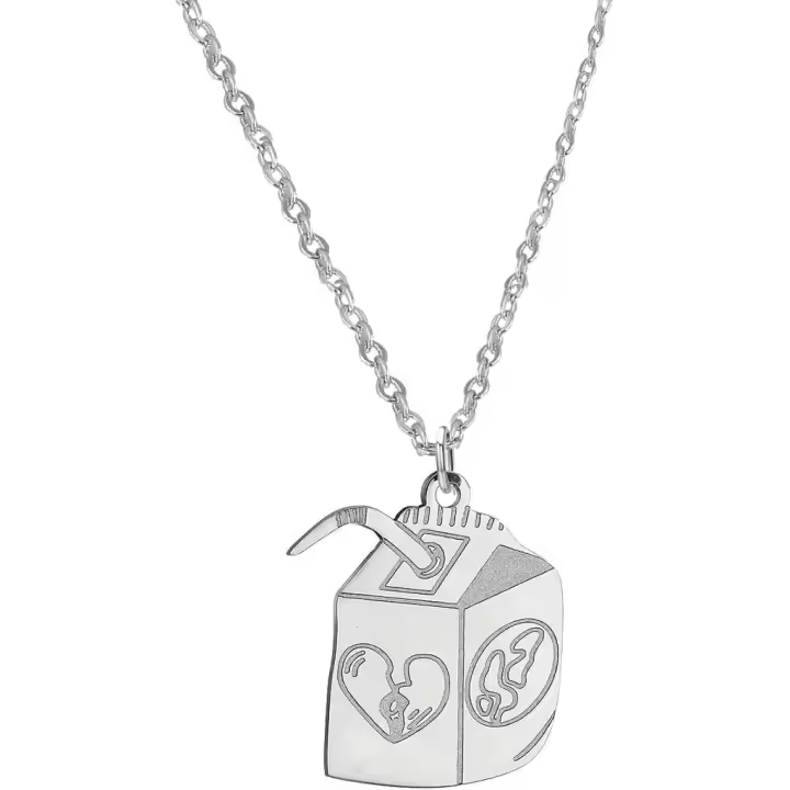 Collar de caja de jugo para damas y caballeros, joyería de moda, tendencia hip-hop, cadena de plata de acero inoxidable personalizada, colgante de caja de bebida, regalo decorativo - 1