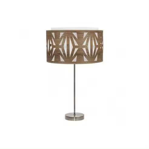 FABRILAMP Lámpara de Sobremesa Alto Katerina 1xe27 Cuero/madera Oscura 61x30x30 Cm - Elegante Diseño - 1
