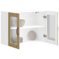 vidaXL Armario pared cocina puerta cristal Lucca blanca alto brillo en color Blanco brillante/Marrón roble/Blanco y más | almacenamiento funcional diseño moderno para baño dormitorio sala - details 4