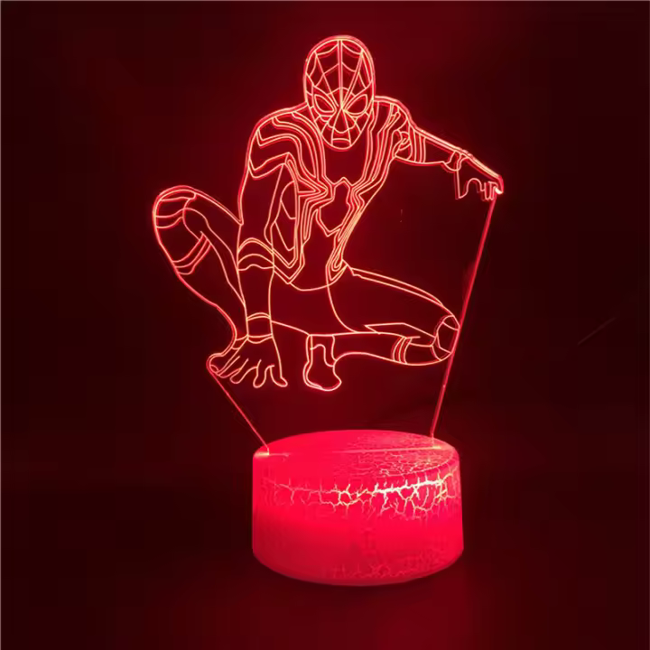 Lámpara De Noche LED 3D Anime the Avengers Infinity War Cambio De Color Spiderman Ironman Hulk Thor Luz De Mesa Infantil Con Botón De Encendido - 1