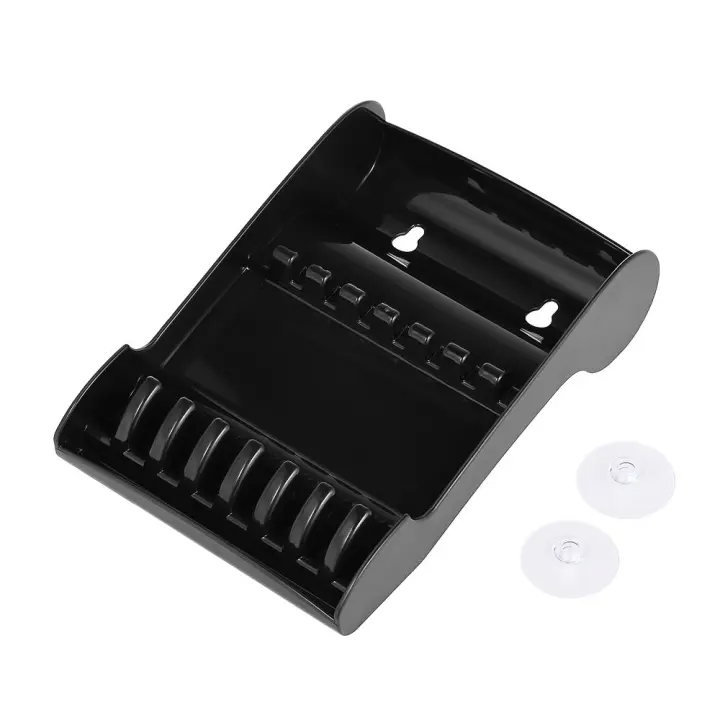 Estante de soporte para tijeras de peluquería, bandeja de almacenamiento con 2 ventosas, 6 soportes - 1