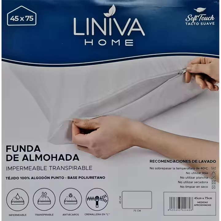 JIMENÉZ HOME - Pack 2 Funda de Almohada Impermeable 100% Algodón Extra Suave - Protector de Almohada Transpirable Anti-ácaros Antibacteriano E Hipoalérgico - 1