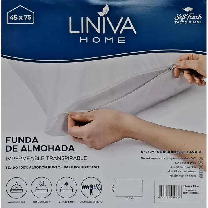 JIMENÉZ HOME - Pack 2 Funda de Almohada Impermeable 100% Algodón Extra Suave - Protector de Almohada Transpirable Anti-ácaros Antibacteriano E Hipoalérgico - 1