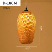Lámpara Colgante De Bambú Hecha a Mano Estilo Rustico Para Decoración Del Hogar Y Sala De Estar Luz LED Tradicional Semiflujo - details 1