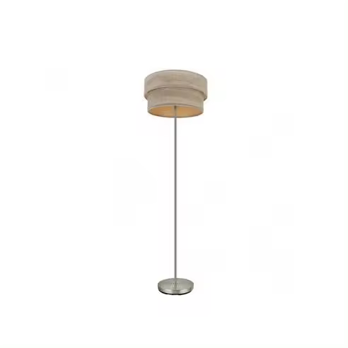 FABRILAMP Lámpara de Pie Doble Sonrisa Niquel/Madera Gris 162x40x40 Cm - 1