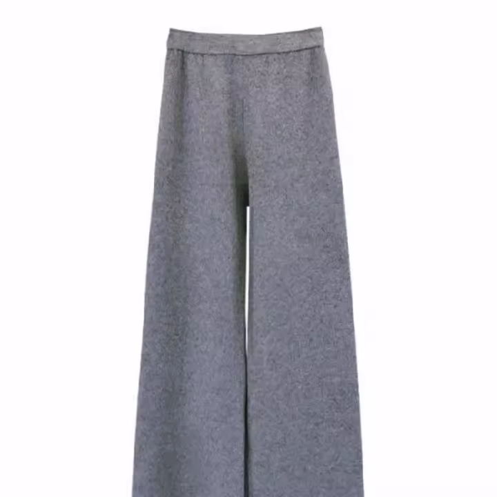 Pantalones De Mujer De Tejido Suave Para Otoño E Invierno Con Pierna Ancha Y Cintura Alta Estilo Casual Pantalones Rectos Y Justos - 1