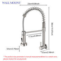 Baokemo-grifo de acero inoxidable montado en la pared para cocina, rociador extraíble con resorte, giratorio en frío, para lavabo de verduras - details 9