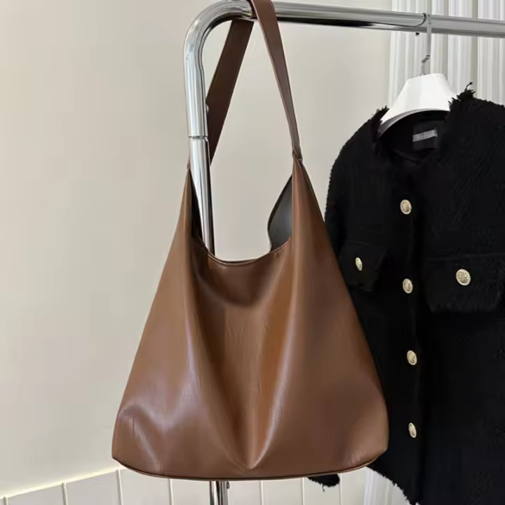 Bolso De Hombro Para Mujer De Cuero PU Vintage Gran Capacidad Casual Bolso Cruzado De Moda Bolsos Tote De Compras - 1