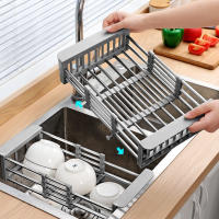 Escurridor de fregadero de cocina, escurridor de platos extensible de acero inoxidable, escurridor para lavar frutas y verduras, escurridor de almacenamiento - details 1