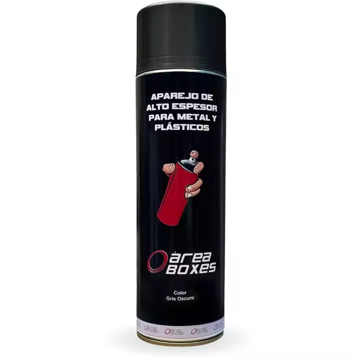 AREABOXES Aparejo Spray 500ml – Alto Espesor, Poder Relleno, Fácil Lijado, Para Metal y Plástico (GRIS OSCURO) - 1