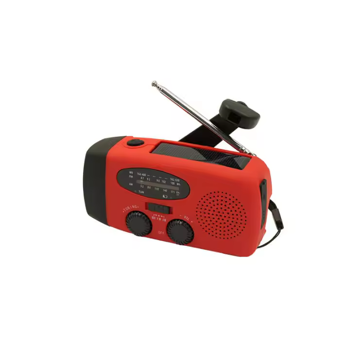 Radio de mano con manivela y indoor LED para Emergencias, Radio meteorológica portátil AM/FM NOAA with Cargador de teléfono Power Bank de 2000 mAh, Carga USB y Energía Solar para camping, Emergencias - 1