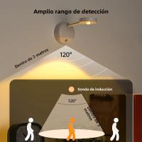 Lámpara De Pared LED Con Sensor De Movimiento 180° Rotación Luz Nocturna De 3 Niveles De Brillo Para Estudio Pasillo Camping Decoración Artística - details 8