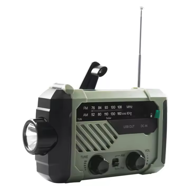 Radio de emergencia portátil, radio de emergencia FM/AM con generador solar recargable, con linterna LED y luz de lectura, fuente de energía móvil de 2000mAh con manivela. - 1