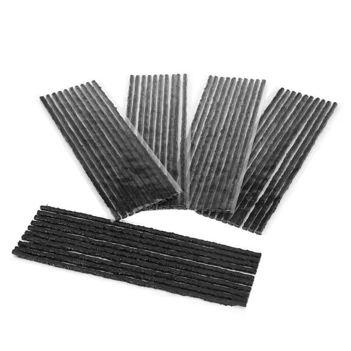 50 piezas de cordones de reparación de neumáticos, tiras de goma para reparación de pinchazos de neumáticos sin cámara para tapones de reparación de neumáticos de automóviles y motocicletas (negro 200 x 3,5 mm) - 1