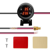 Gauge Digital LED Redondo Para Coche Camión Moto 2 En 1 Temperatura Y Voltaje Medidor De Temperatura Y Voltaje 12V 24V - details 4
