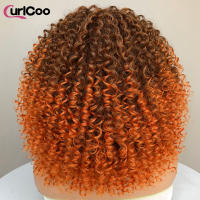 Pelucas Sintéticas De Encaje Frontal CurlyCoo Para Mujeres Negras Cortas Enredadas Bob Ombre Onda Natural Peluca De Cosplay - details 20