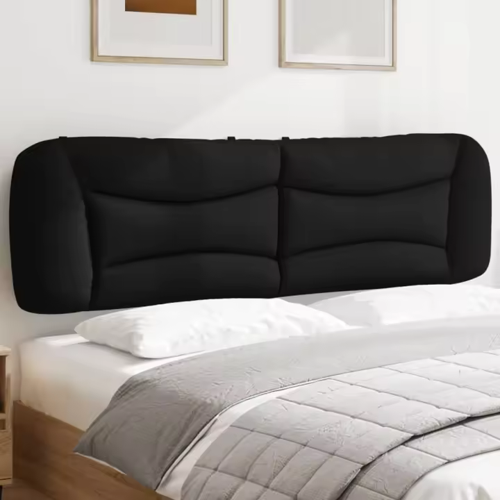 vidaXL Cabecero de cama acolchado tela negro 180 cm - 1