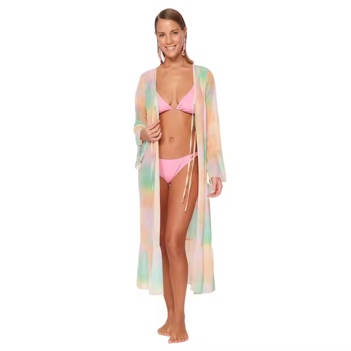 Trendyol Gradient Patterned Maxi Knitted Flounce Beach Kimono&Caftan Tbess23Km00043 - 1