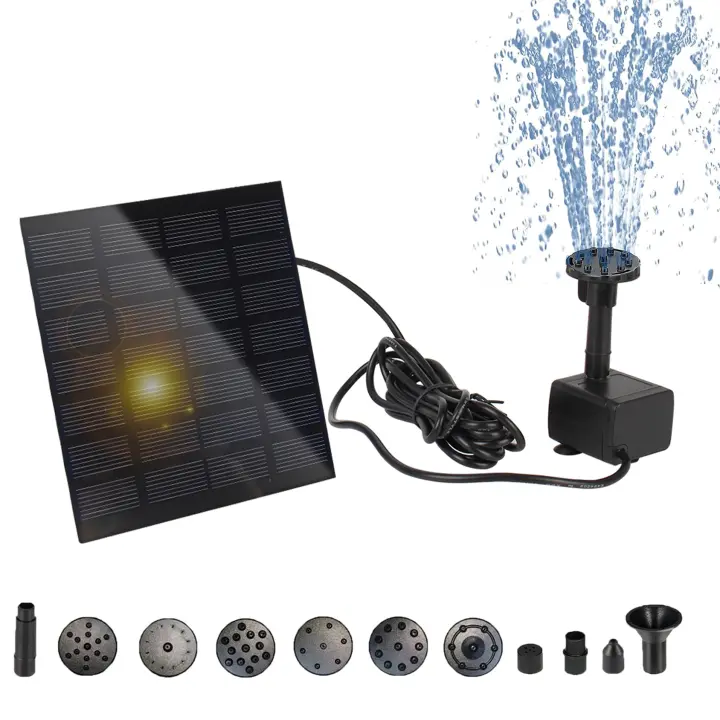 Bomba De Agua Solar Para Fuente Y Baño De Pájaros Con Varias Boquillas Bomba Solar Para Jardín Piscinas Y Paisajismo - 1