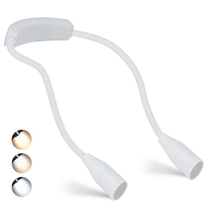 Lámpara De Lectura LED Con Cuello Flexible 360° Recargable Por USB Luz De Noche Para Estudio Lectura Incluye Batería Recargable - 1