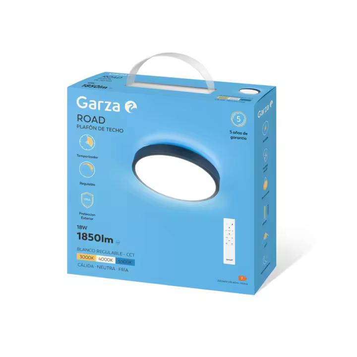 Garza Plafón Road - Regulable IP44 con Mando | Decorativo - Negro o Madera - 1