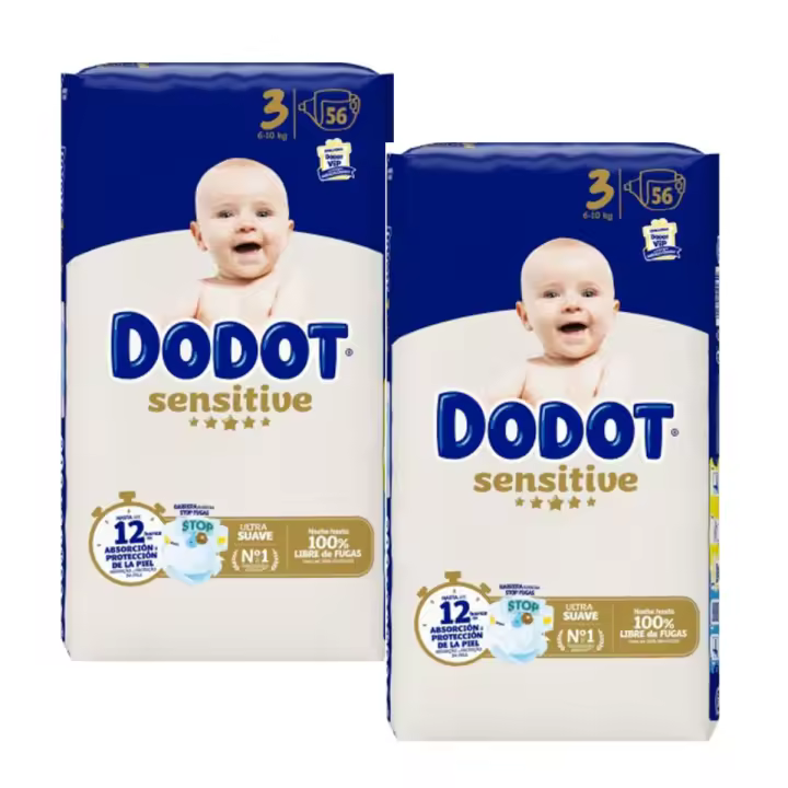 Pañales DODOT Sensitive talla 3 de 6 a 10 kg - 112 unidades (56x2) - 1