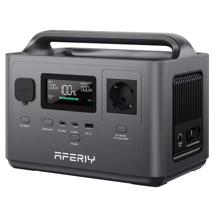 AFERIY P040 Estación de Energía Portátil, Generador Exterior de 400W 256Wh, 5 Salidas, Carga Completa en 1.2H, Batería LiFePO₄ de 3500+ Ciclos - 1
