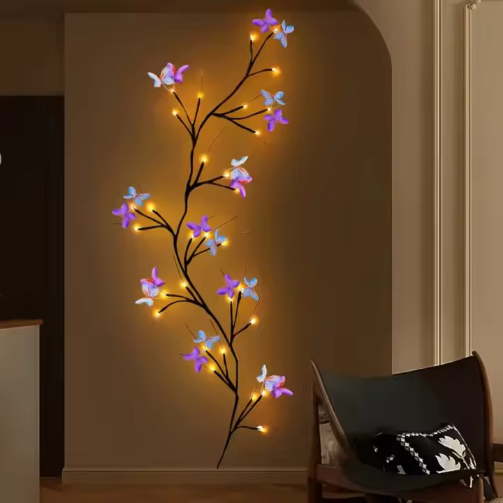 1pc Vine De Encanto Con 30LED Y Mariposa USB Iluminación Impermeable De 8 Modos Para Interior Y Exterior Regalo De San Valentín Decoración De Hogar Y Fuego - 1